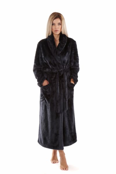 LILLY dámský, extra chlupatý župan se šálovým límcem - Tmavě modrá, vel. S, galerie