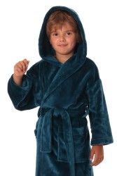 SIENA dětský hebký župan s kapucí, Petrolejová, vel. 152, galerie