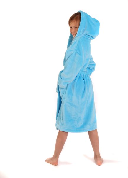 SIENA dětský hebký župan s kapucí, Tyrkysová, vel. 128, galerie