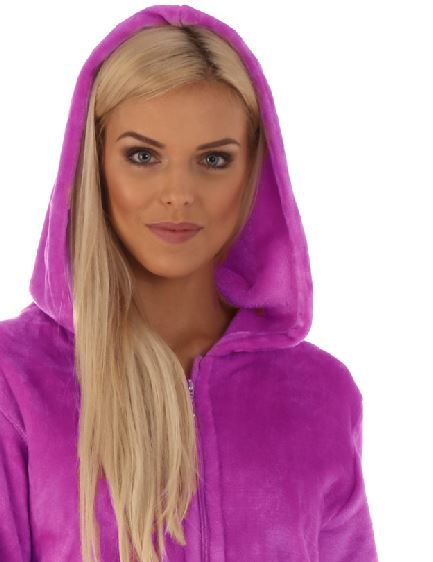 SIENA dlouhý župan s kapucí a zipem, Fuchsiová, vel. S, galerie