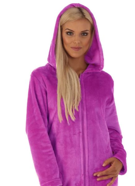 SIENA dlouhý župan s kapucí a zipem, Fuchsiová, vel. S, galerie